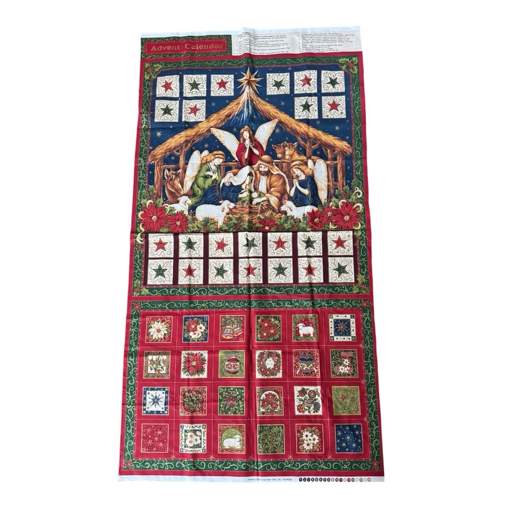 Vintage Fabri-Quilt Nativity Advent Calendar Fabric Panel #964 Uncut Christmas